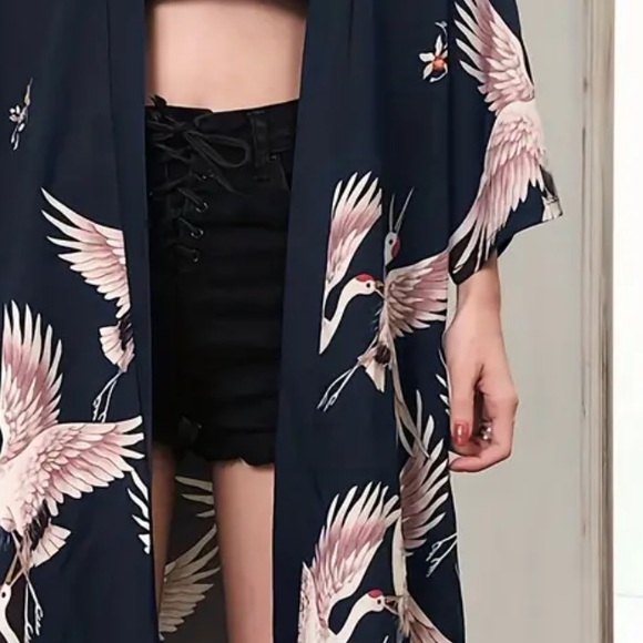 Unisex crane kimono Robe - Picture 15 of 15